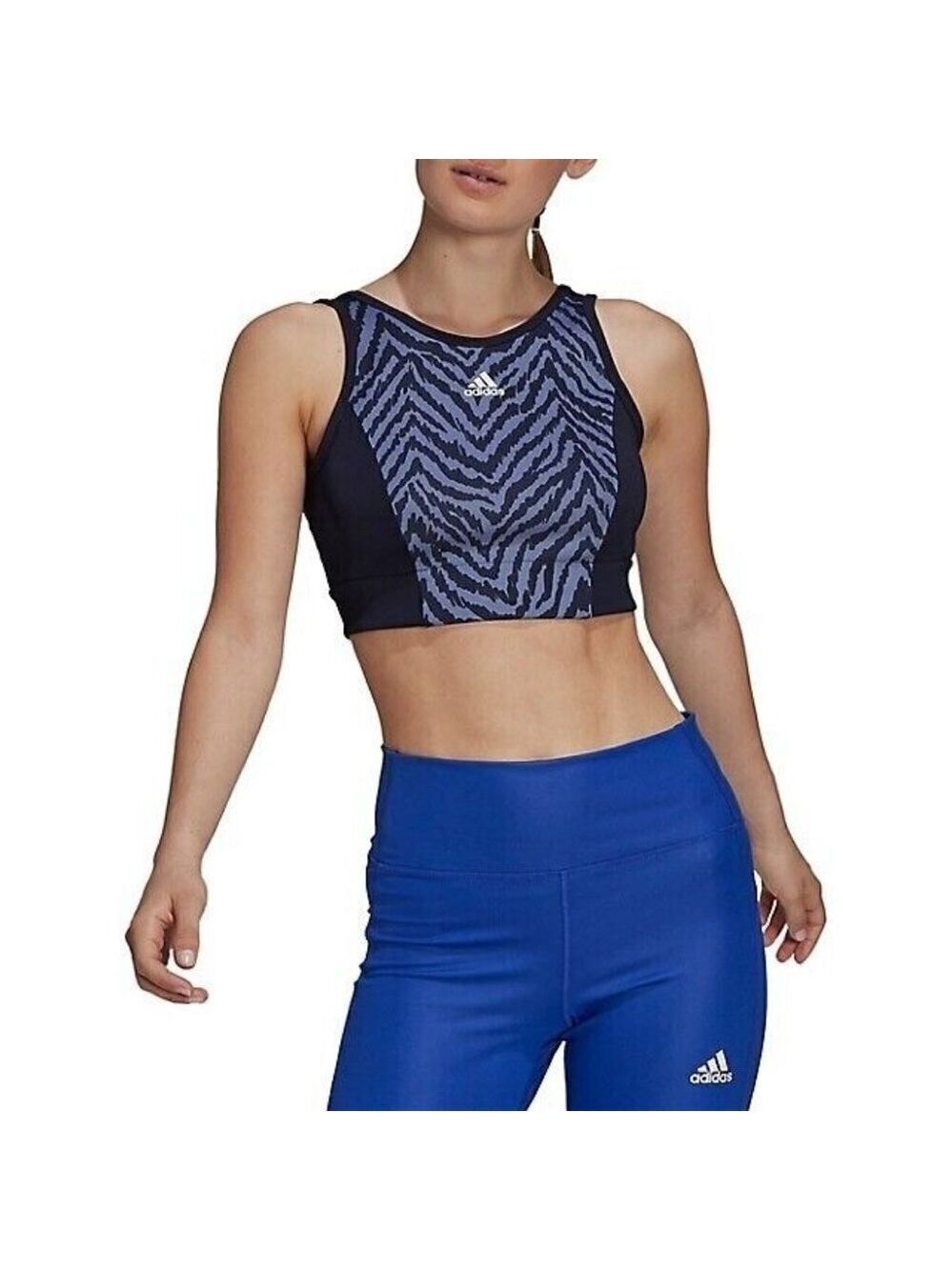 adidas purple zebra cropped sports bra aeroready